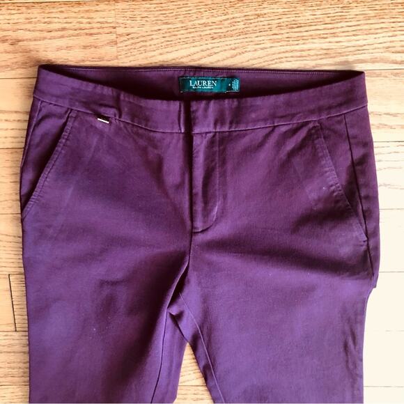 Lauren Ralph Lauren Double-Faced Stretch Cotton Burgundy Pant Women’s Size 4 - Picture 2 of 11